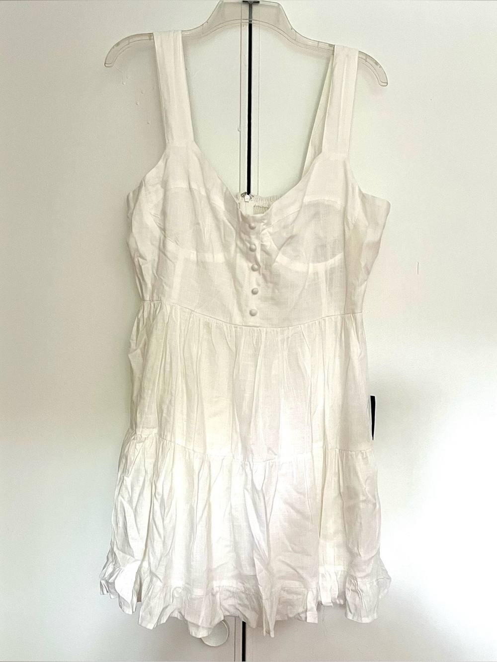 Lulu's Cream Button-Front Sleeveless Tiered Dress